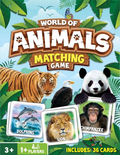 Детская карточная игра MasterPieces Puzzles World of Animals Matching Game, цвет: Разноцветный