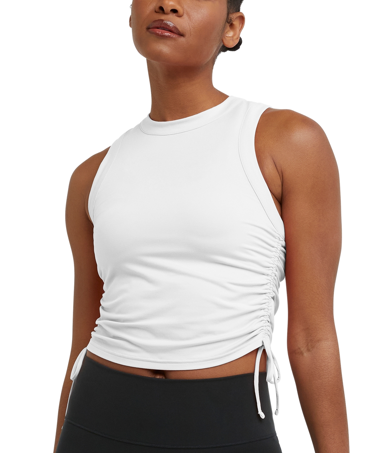 Champion Women's Soft Touch Ruched Racerback Tank Top In White