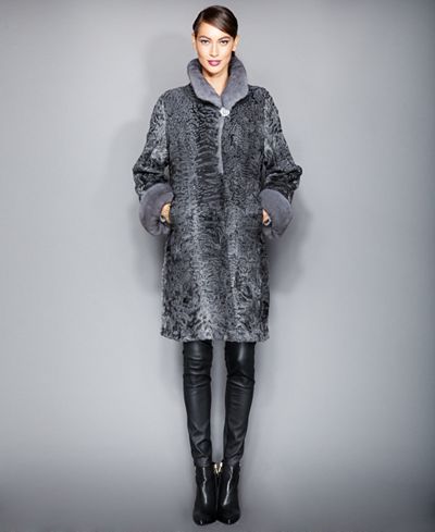The Fur Vault Mink-Fur-Trimmed Persian Lamb Coat
