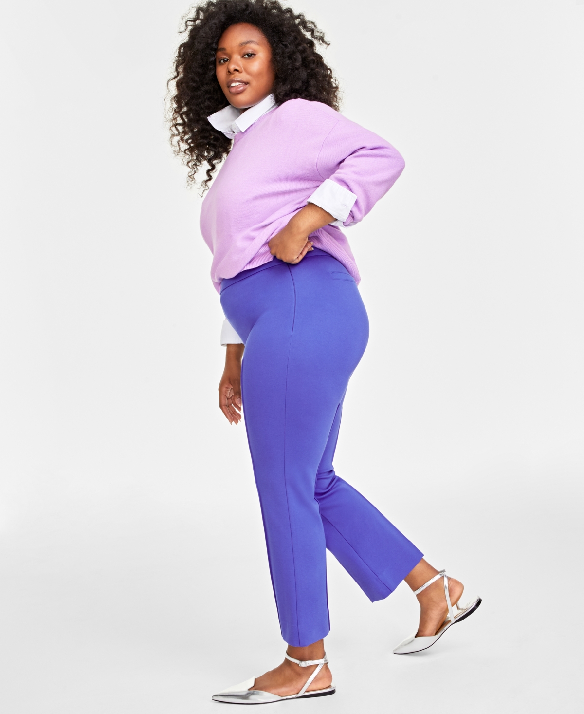ON 34TH PLUS SIZE PONTE KICK-FLARE ANKLE PANTS, REGULAR AND SHORT LENGTH, CREATED FOR MACY'S
