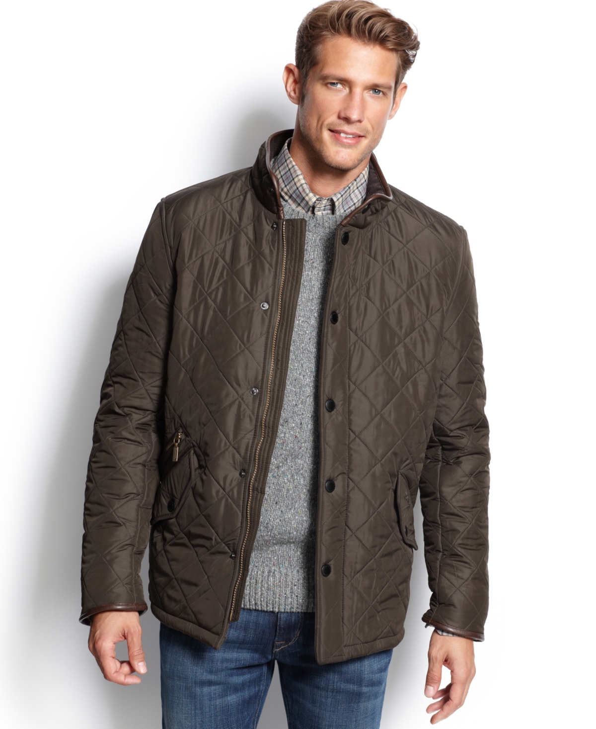 Barbour Powell Mens Quilted Jacket In Green