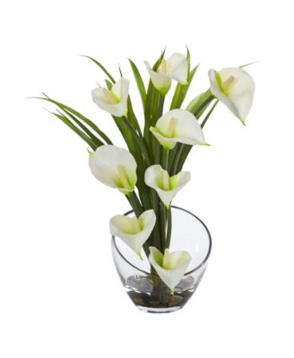 15.5" Calla Lily and Grass Artificial Arrangement in Vase