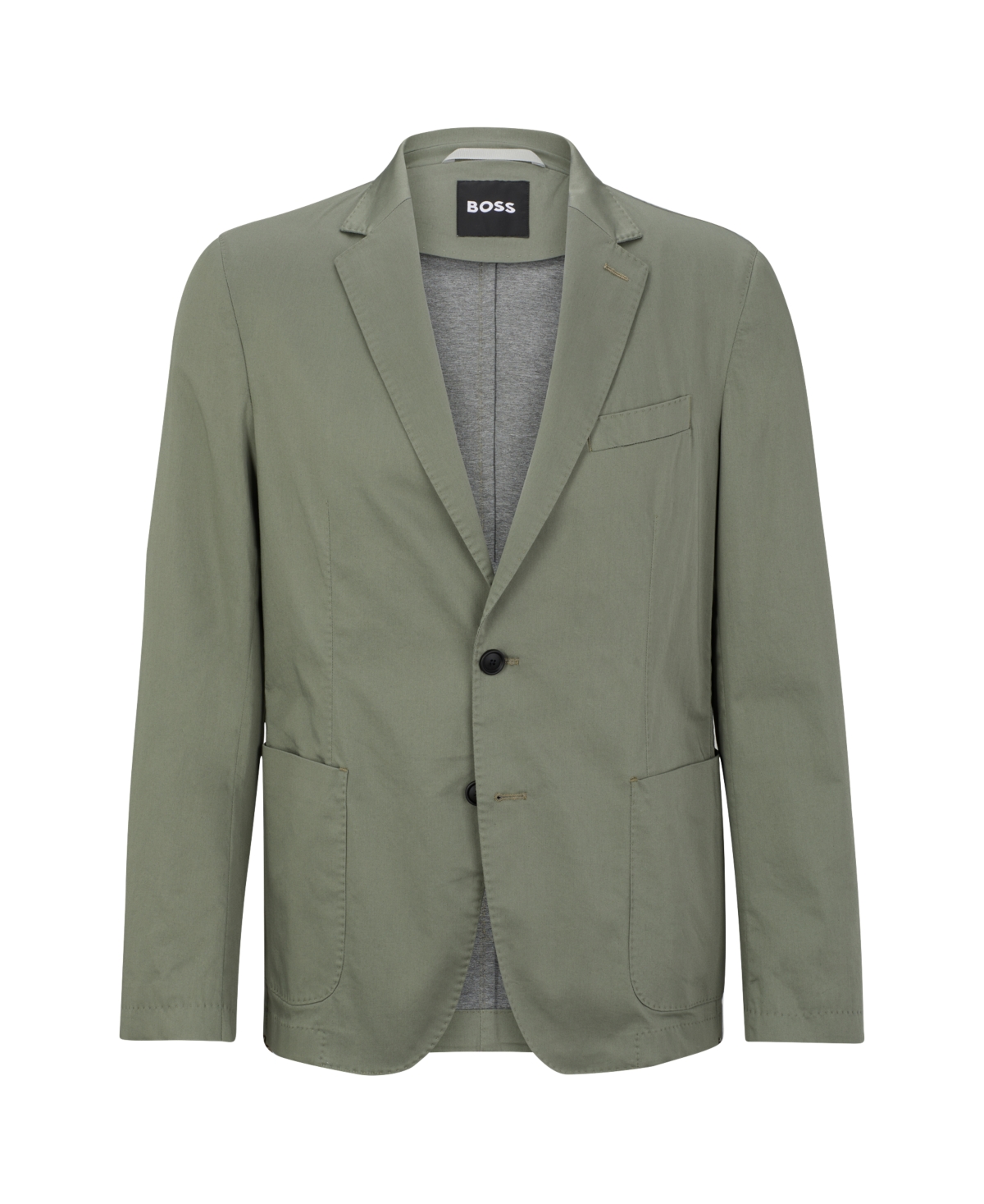 Shop Hugo Boss Boss By  Men's Slim-fit Crease-resistant Cotton Blend Jacket In Open Green