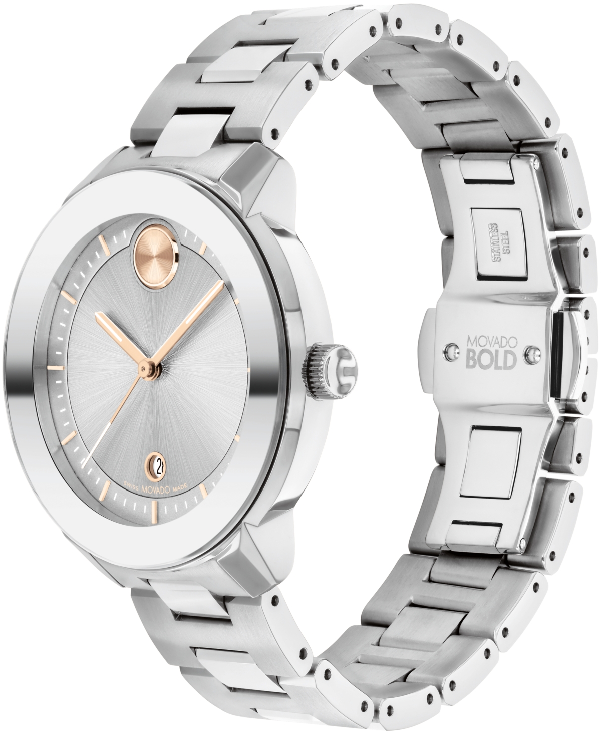 Shop Movado Women's Bold Verso Swiss Quartz Silver-tone Stainless Steel Watch 38mm