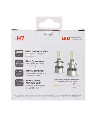 H7 LED Powersport Headlight Bulbs for Off-Road Use or Fog Lights - 2 Pack