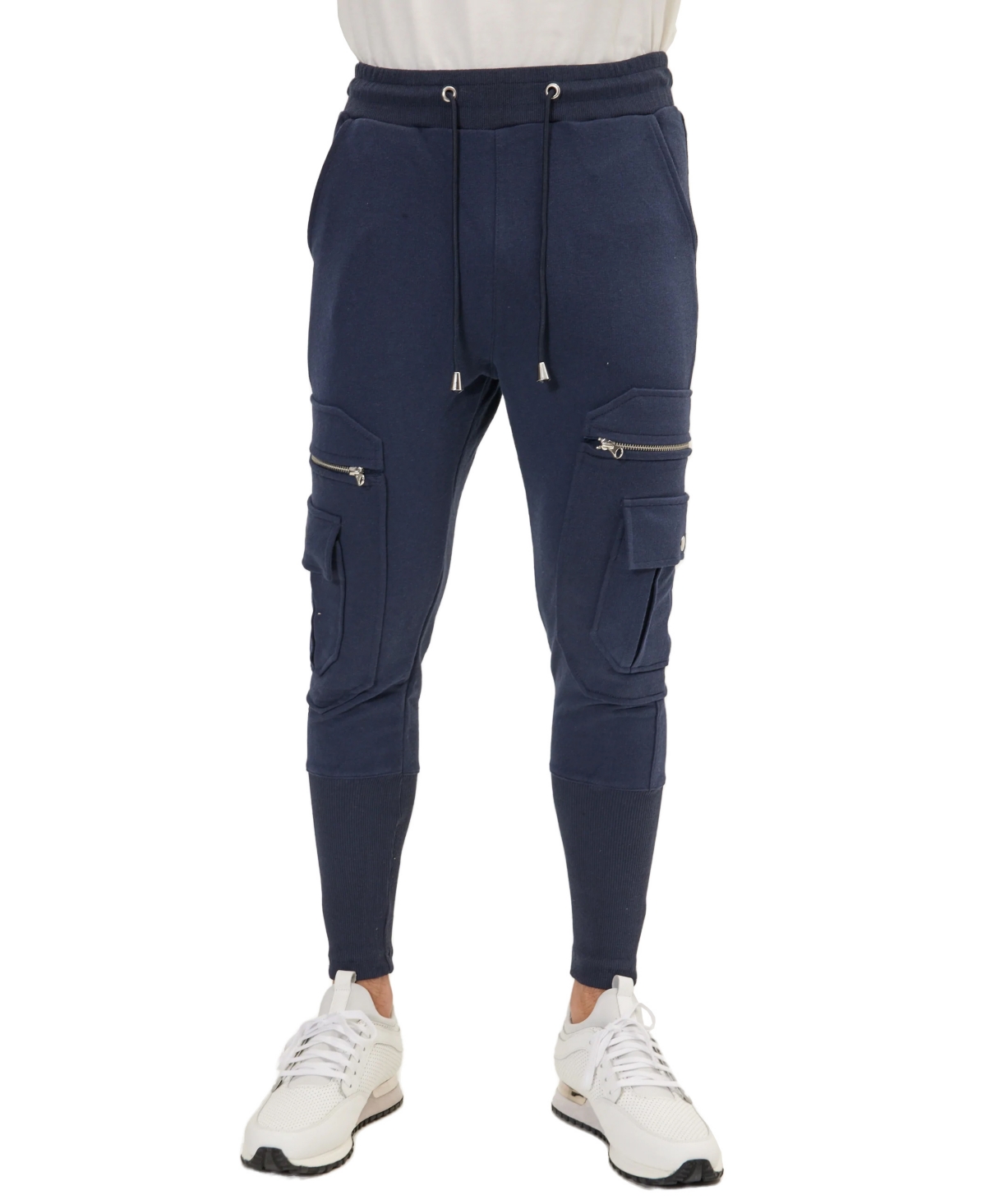 Ron Tomson Men's Modern Zipper Pocket Fitted Joggers In Navy