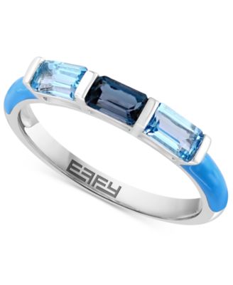 EFFY Collection - Blue Topaz (5/8 ct. t.w.) & London Blue Topaz (1/3 ct. t.w.) Enamel Ring in Sterling Silver