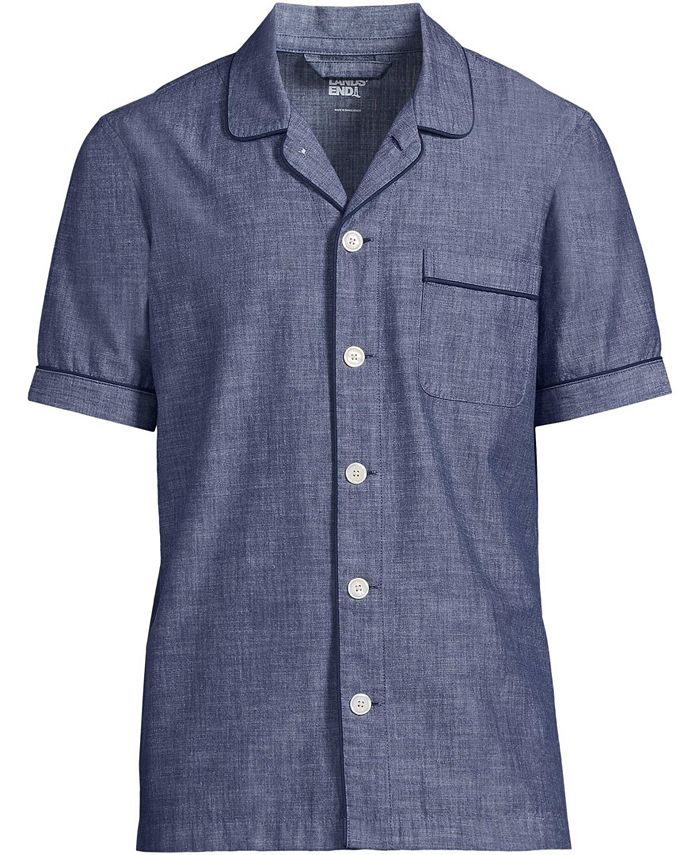 Lands' End Men's Short Sleeve Essential Pajama Shirt Macy's