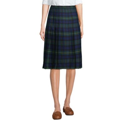 Lands End Women s School Uniform Plaid Pleated Skirt Below the Knee Macy s