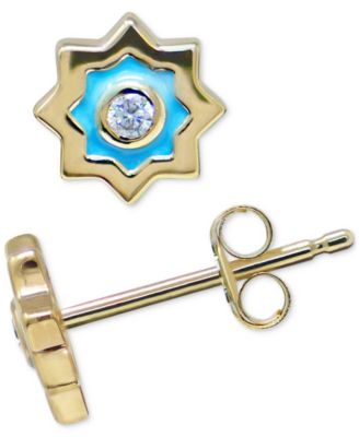 Jac + Jo by Anzie - Diamond & Enamel Marrakesh Star Stud Earrings (1/20 ct. t.w.) in 14k Gold
