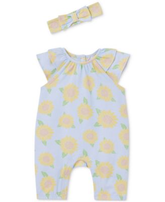 Little Me - Baby Girls 2-Pc. Sunflower Jumpsuit & Headband Set