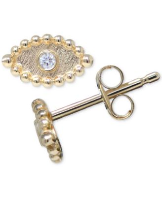 Anzie - Diamond Accent Evil Eye Stud Earrings in 14k Gold