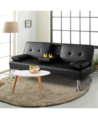 1 piece  Leather Convertible Folding Futon Sofa Bed