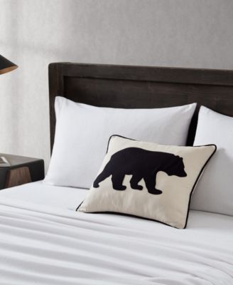Bear Applique Grey Felt Decorative Pillow, 16" x 20"