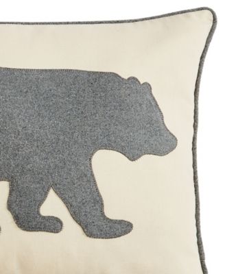 Bear Applique Grey Felt Decorative Pillow, 16" x 20"