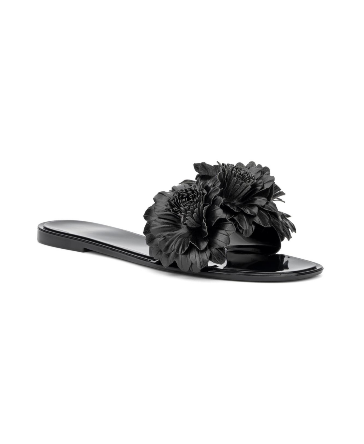 New York And Company Anella 3d Flower Slide Sandal In Black