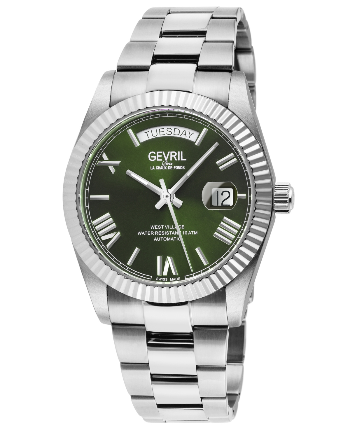 Gevril Men's West Village Swiss Automatic Silver-tone Stainless Steel Watch 40mm