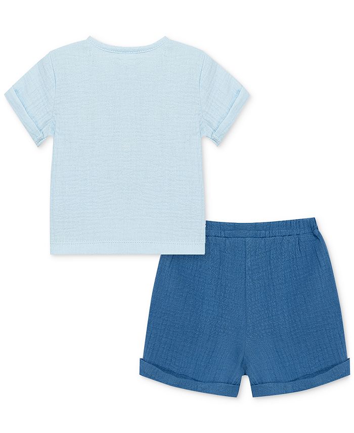 Little Me Baby Boys Dog Gauze Top and Shorts, 2 Piece Set - Macy's