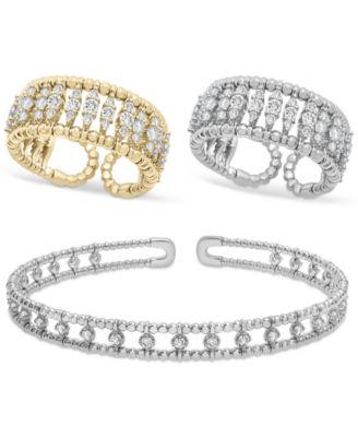 Macy's Diamond Openwork Flex Ring Bracelet Collection In 14k Gold In White Gold
