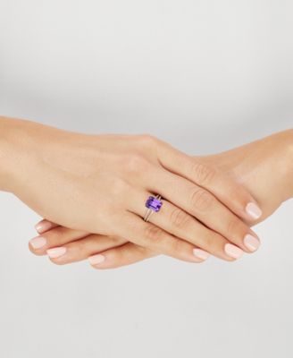 Amethyst (2-9/10 ct. t.w.) and Diamond (1/10 ct. t.w.) Split Shank Ring in 14k Gold