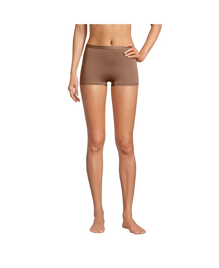 Lands' End Women's Comfort Knit Mid Rise High Cut Brief Underwear - 2 Pack  - Small - Clay Bisque 2Pk