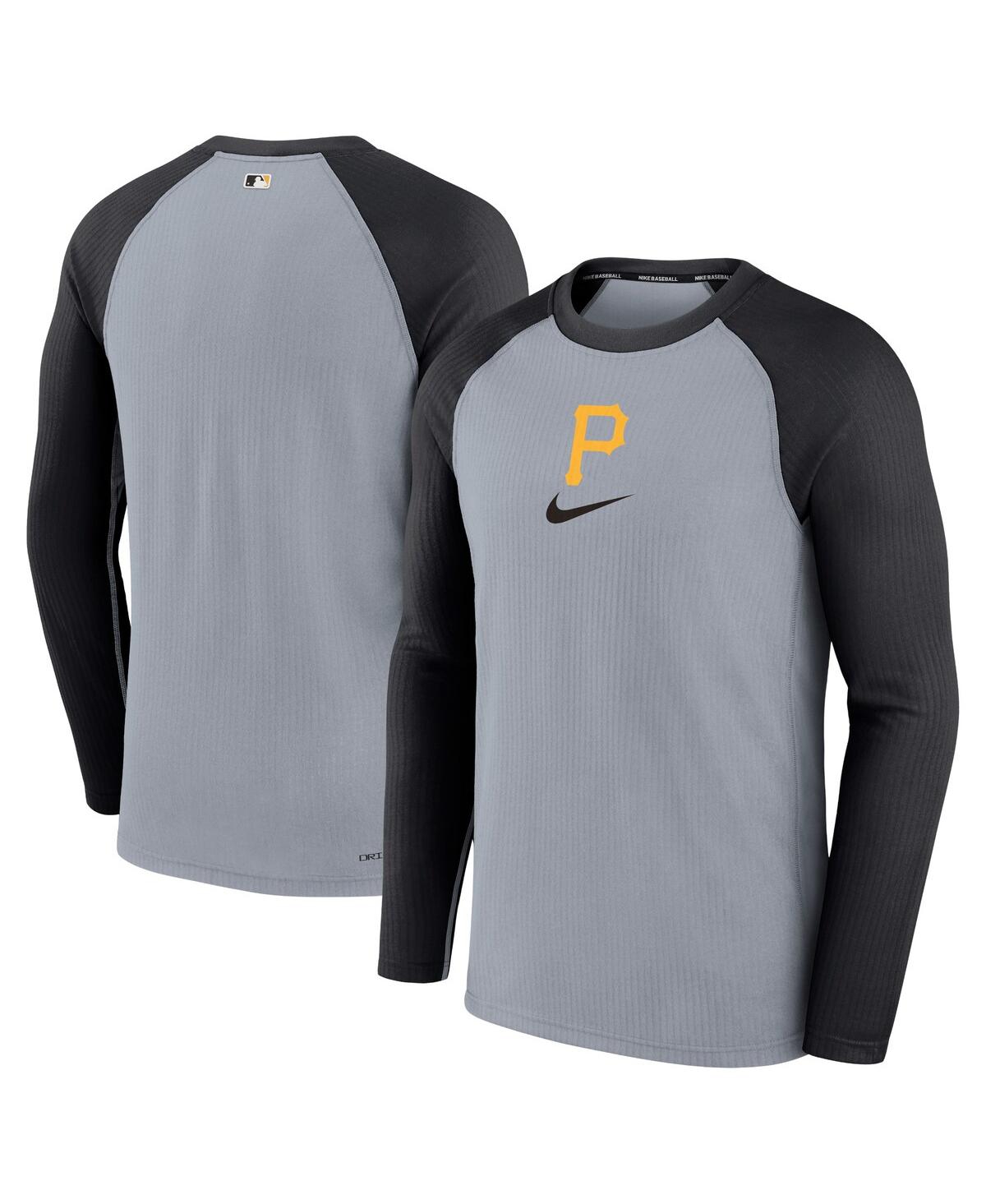 Nike Men's  Gray Pittsburgh Pirates Authentic Collection Game Raglan Performance Long Sleeve T-shirt