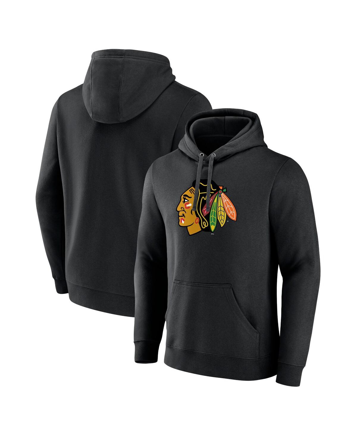Men's FanaticsChicago Blackhawks Primary Logo Pullover Hoodie - Black
