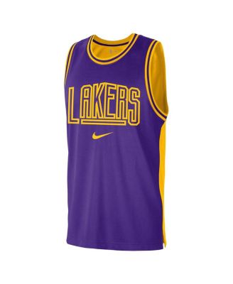 Men's Purple, Gold Los Angeles Lakers Courtside Versus Force Split DNA Performance Mesh Tank Top
