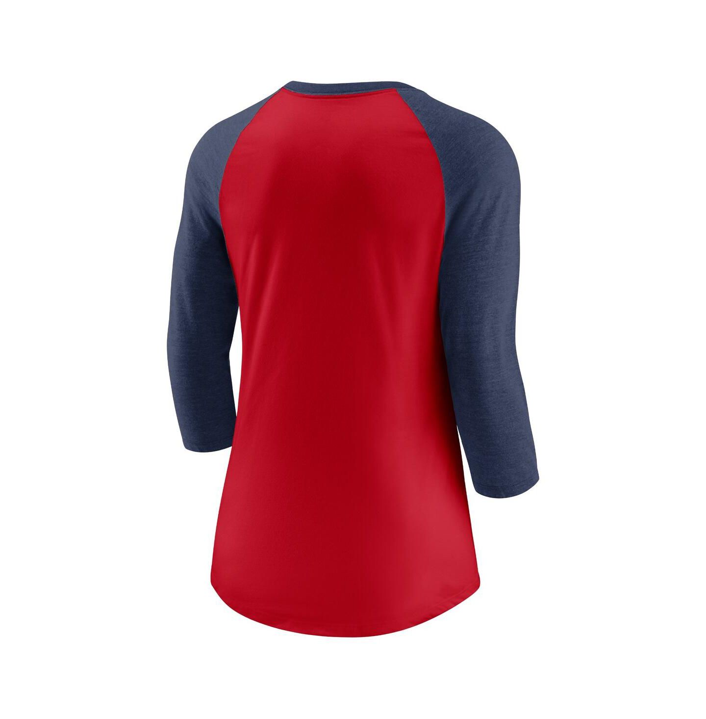 Женская футболка Nike Red, Navy Minnesota Twins Next Up Tri-Blend Raglan 3/4 -Sleeve — фото 4