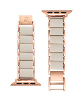 Women's Rose Gold-Tone and Cream Silicone Bracelet designed for Apple Watch&reg; 42mm (Series 1-3 only) & 44/45/46/49mm (Ultra & Ultra 2)