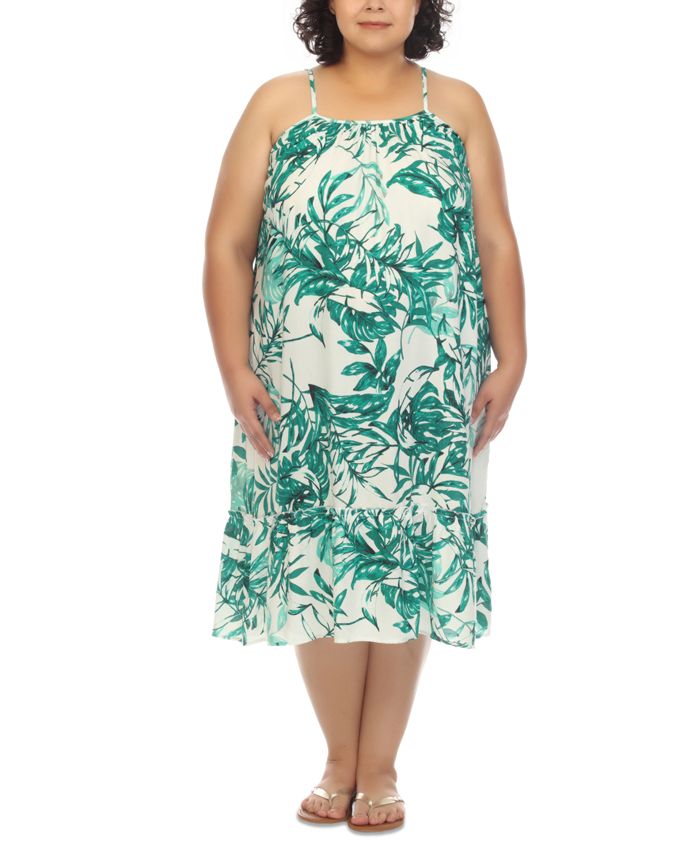 Plus size 2025 palm print dress
