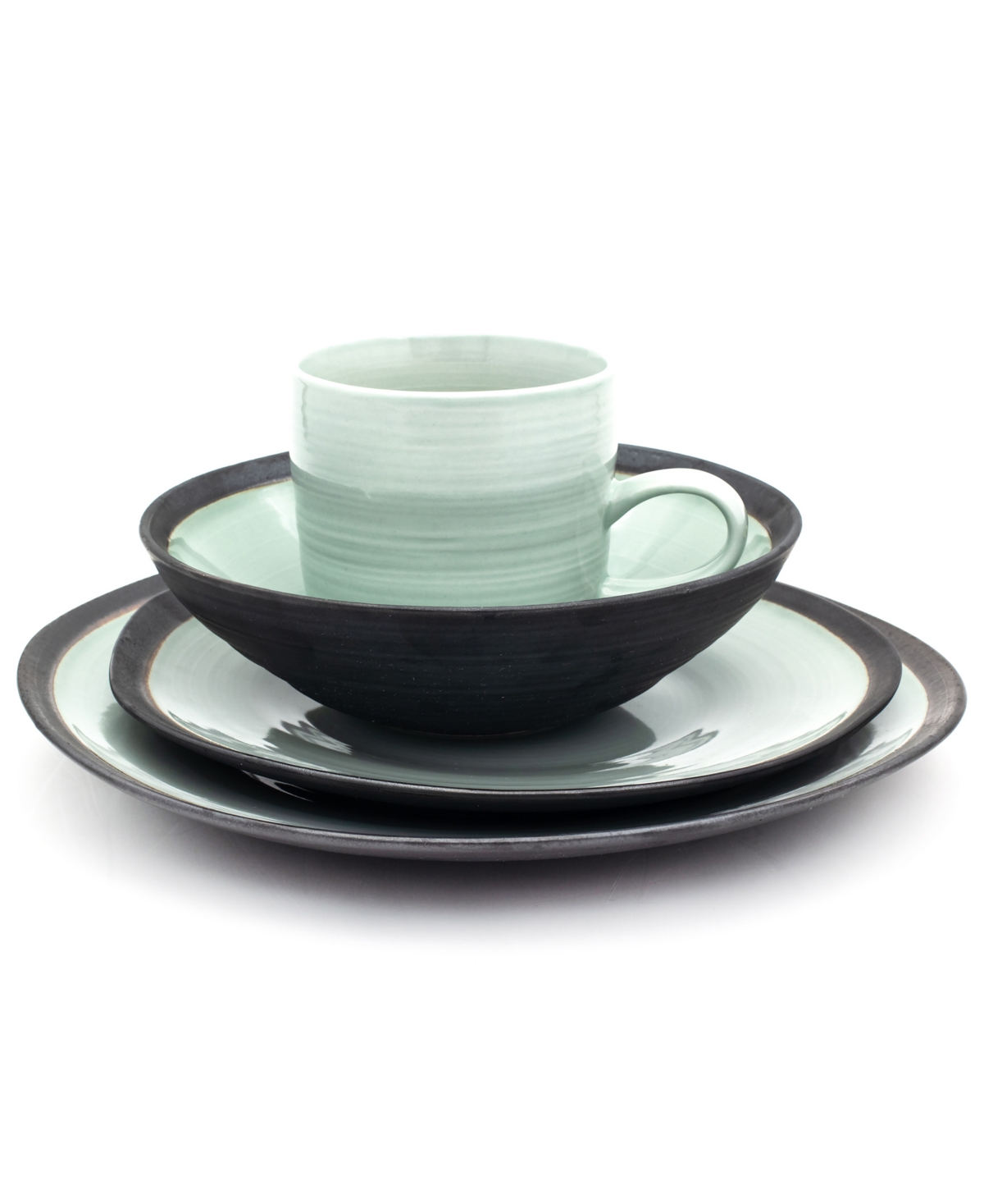 Euro Ceramica Diana 16pc Dinnerware Set In Grey,turquoise