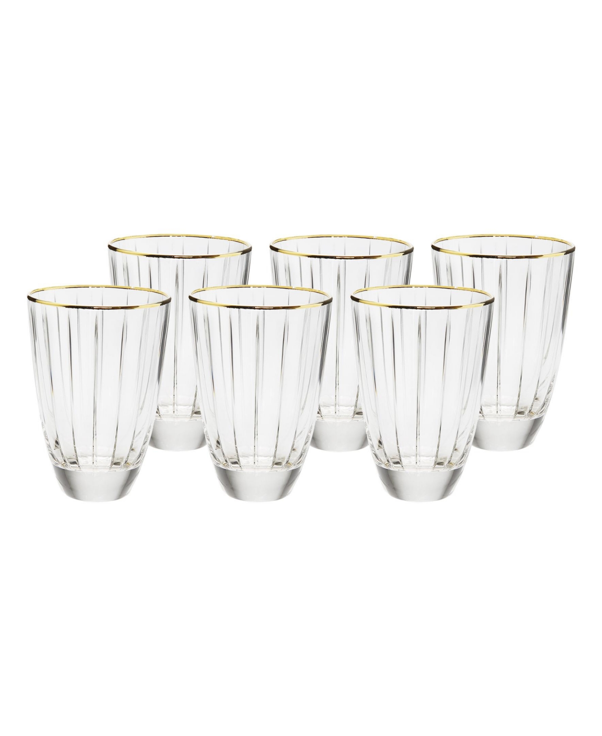 Classic Touch Tumblers With Gold Trim, Set Of 6