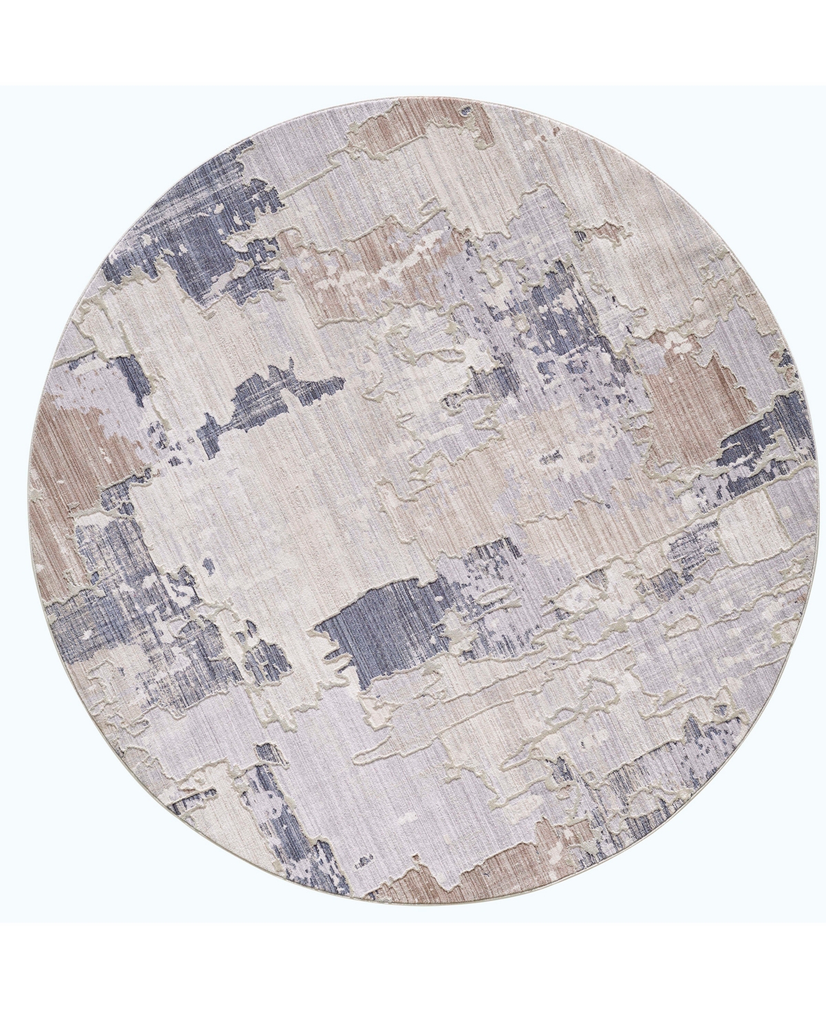 Kas Woodland 7904 7'10in x 7'10in Round Area Rug - Ivory, Blue