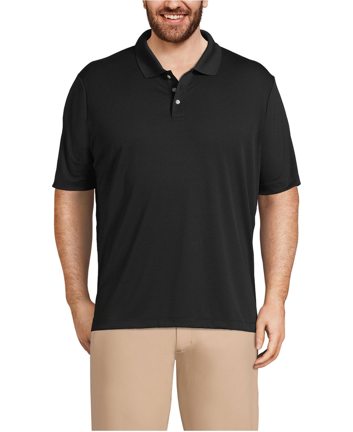 Мужское поло Lands' End Big & Tall Flagship Performance Short Sleeve Polo Shirt, цвет: Чёрный — фото 5