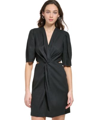 Women's Short-Sleeve Cutout Twist Dress