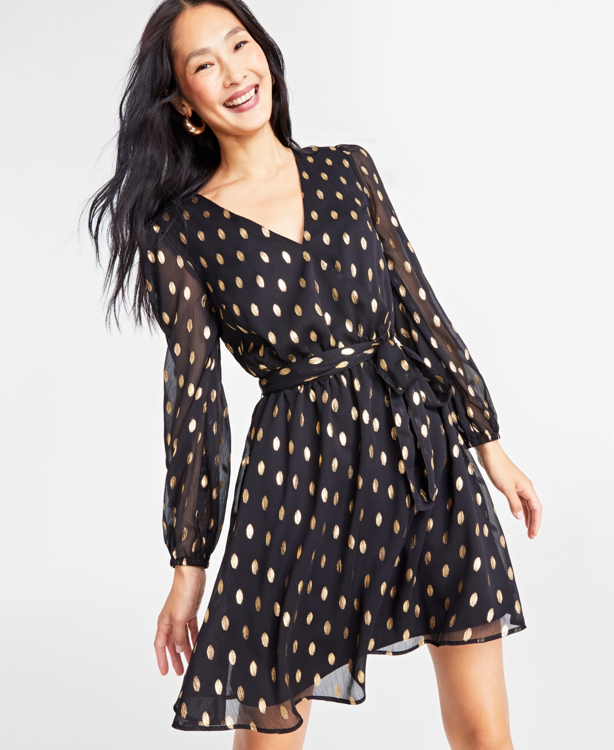 I.n.c. International Concepts Women's Printed Long-Sleeve Family Matching Dress, Created for Macy's