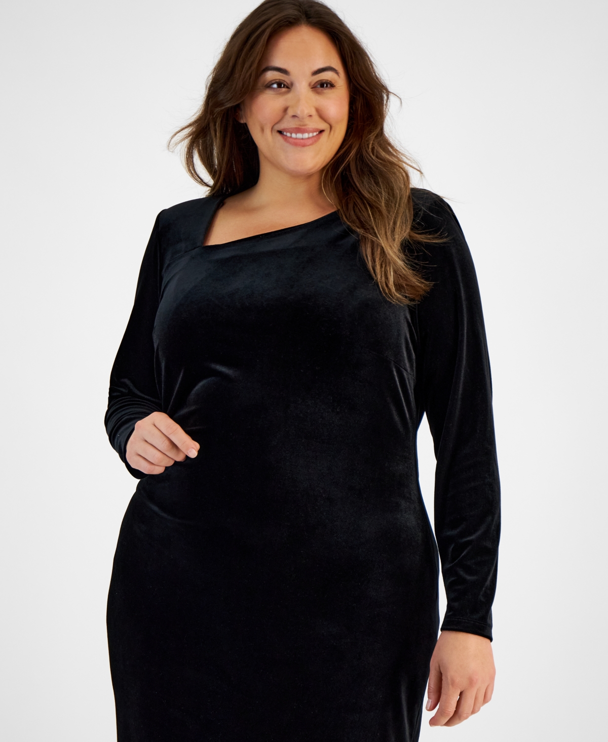 I.n.c. International Concepts Family Matching Plus Size Velvet Long-Sleeve Dress, Created for Macy's