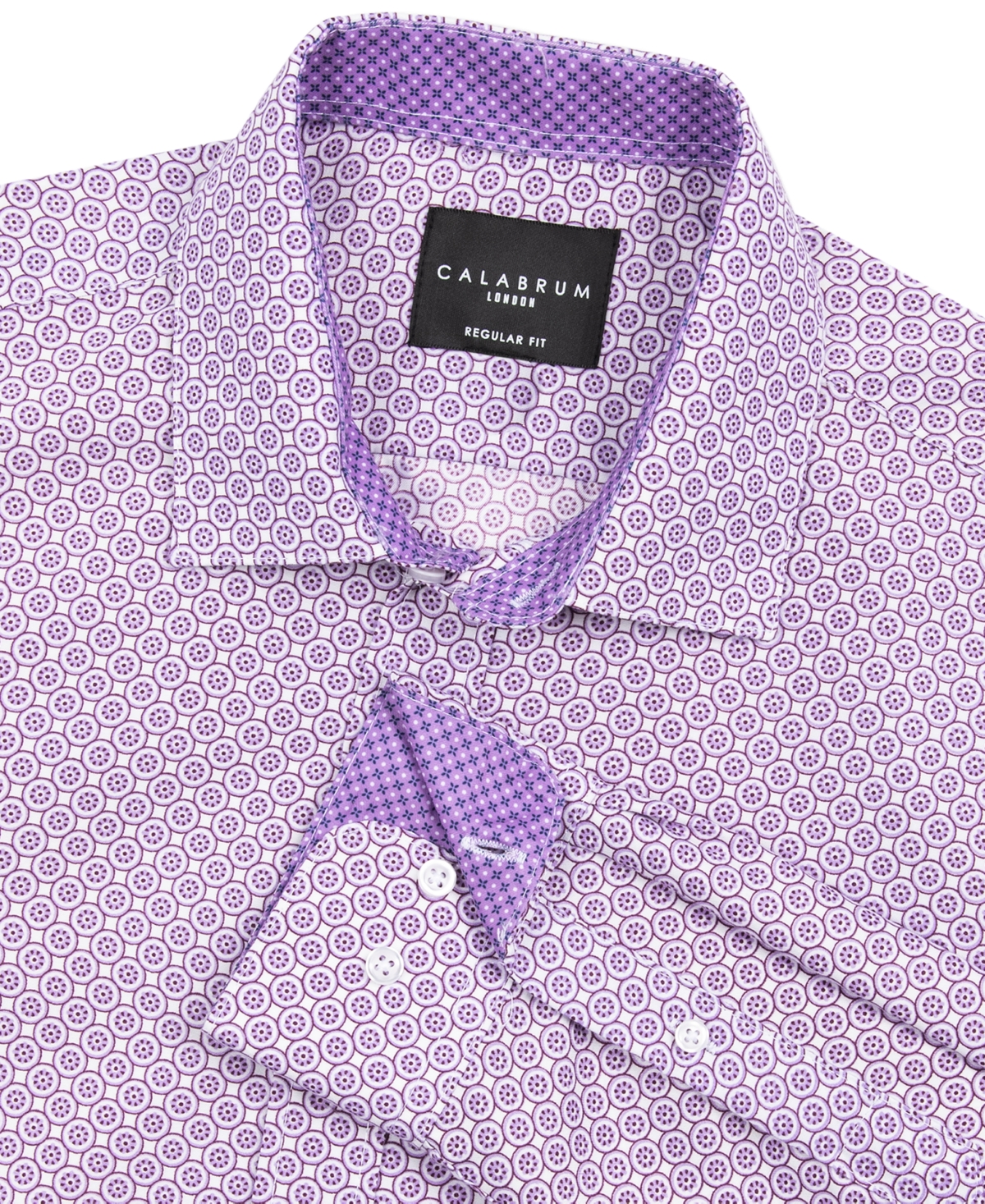 Calabrum Men's Regular Fit Dot Print Wrinkle Free Performance Dress Shirt In Lilac