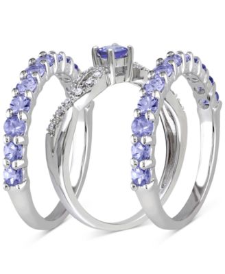 3-Pc. Set Tanzanite (2 ct. t.w.) & Diamond (1/10 ct. t.w.) Stack Rings in Sterling Silver