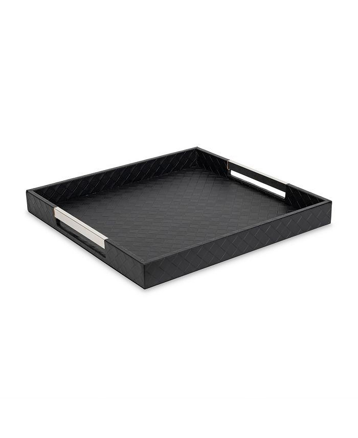 American Atelier Black Tray with SilverTone Handles Tray Macy's