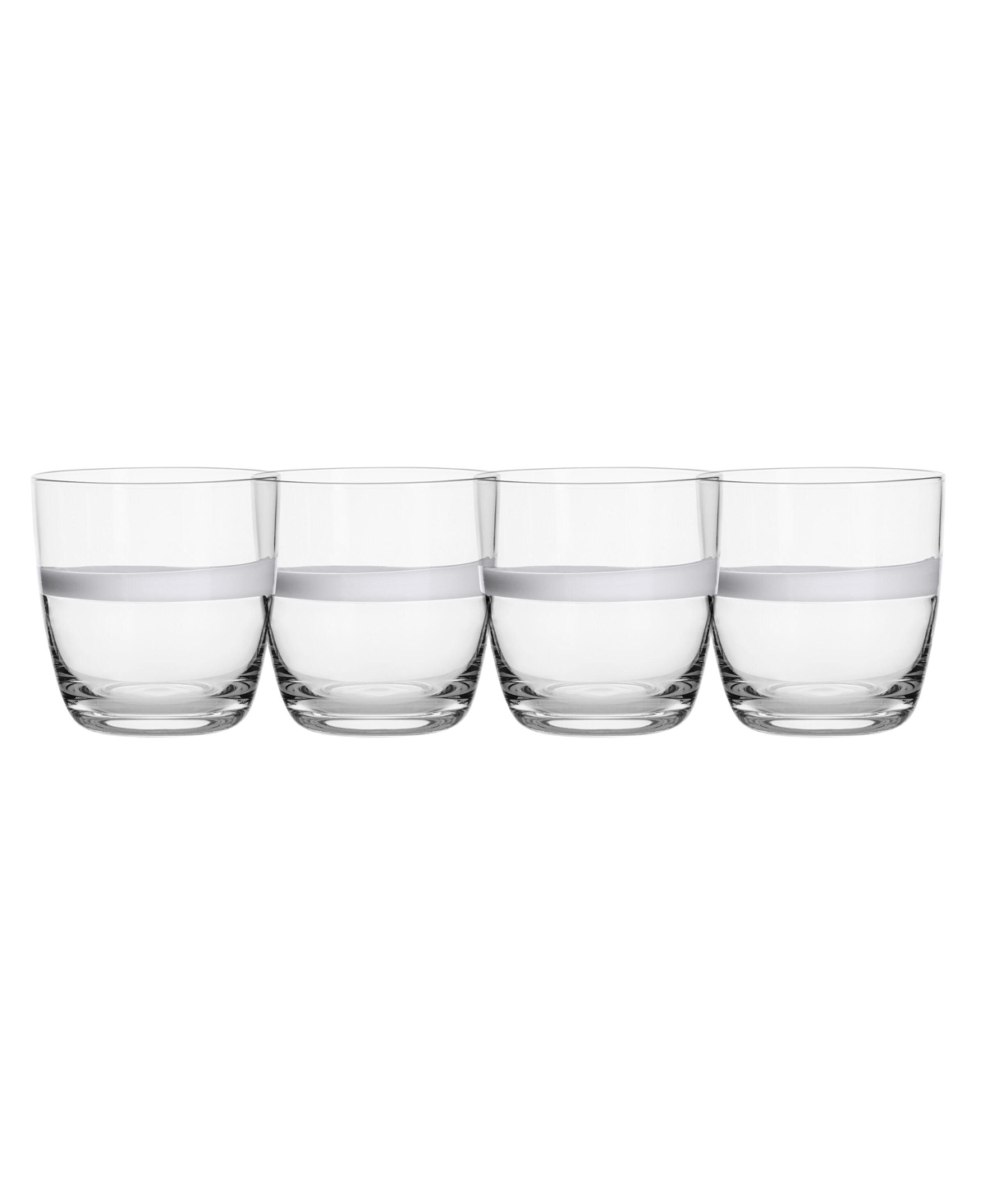 Fitz And Floyd Organic Band 15-oz Double Old Fashioned Glasses 4-piece Set In White