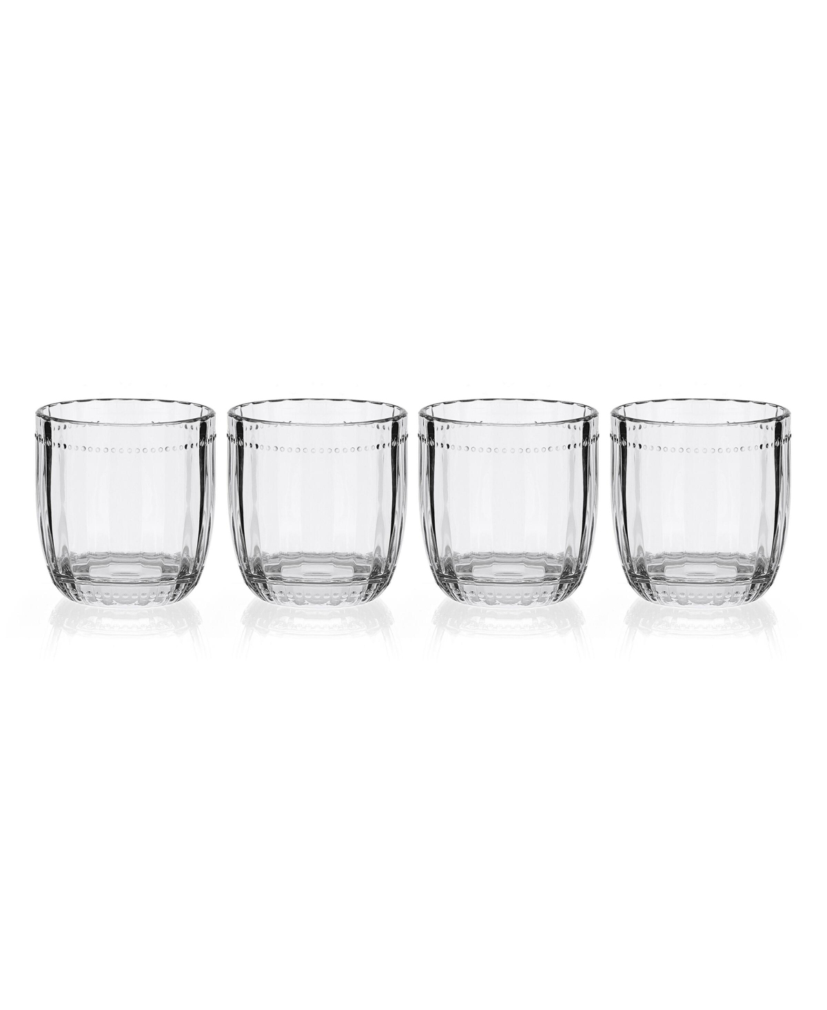 Fitz And Floyd Beaded 10-oz Double Old Fashioned Glasses 4-piece Set In Clear