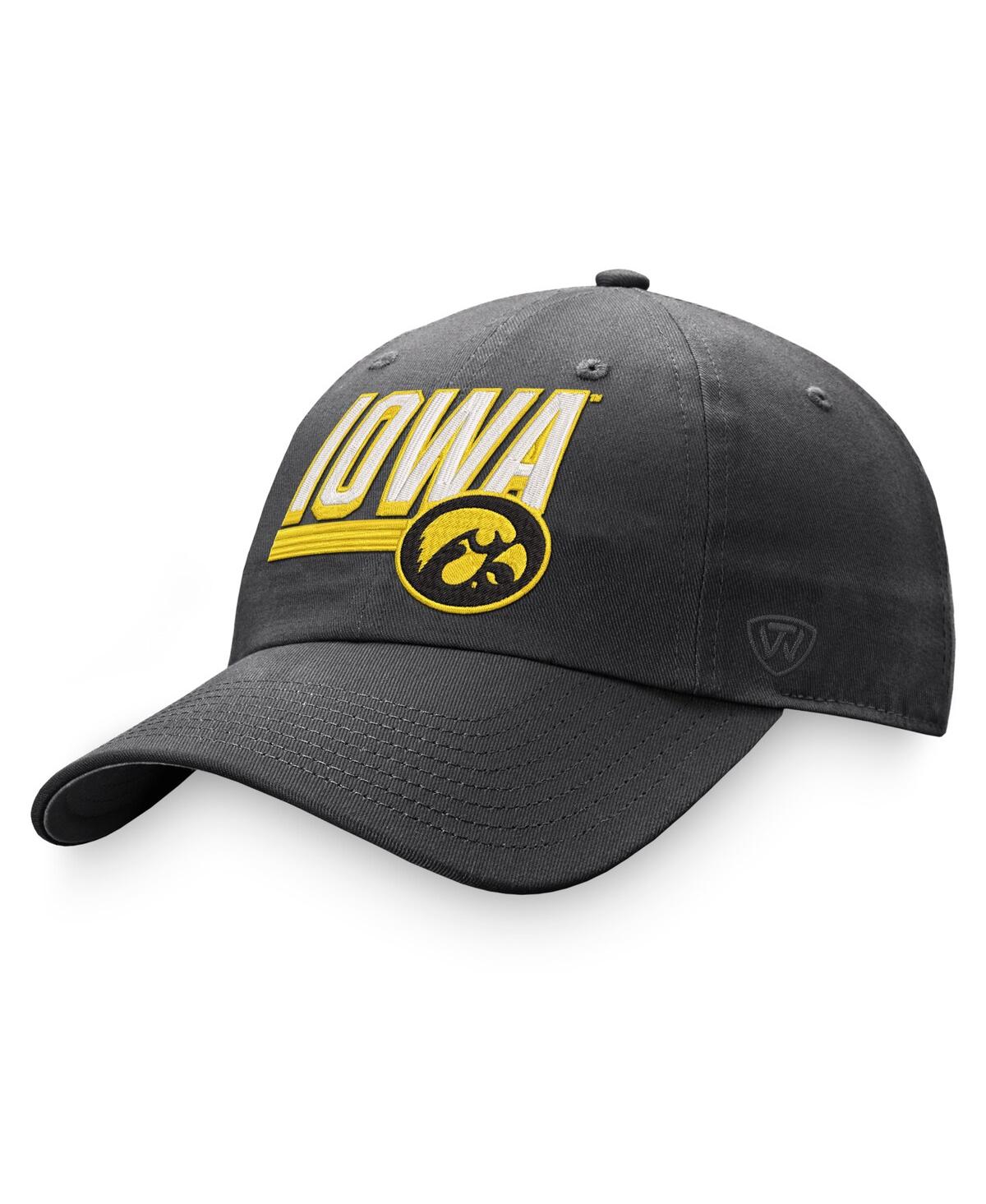 Top Of The World Charcoal Iowa Hawkeyes Slice Adjustable Hat In Charcoal