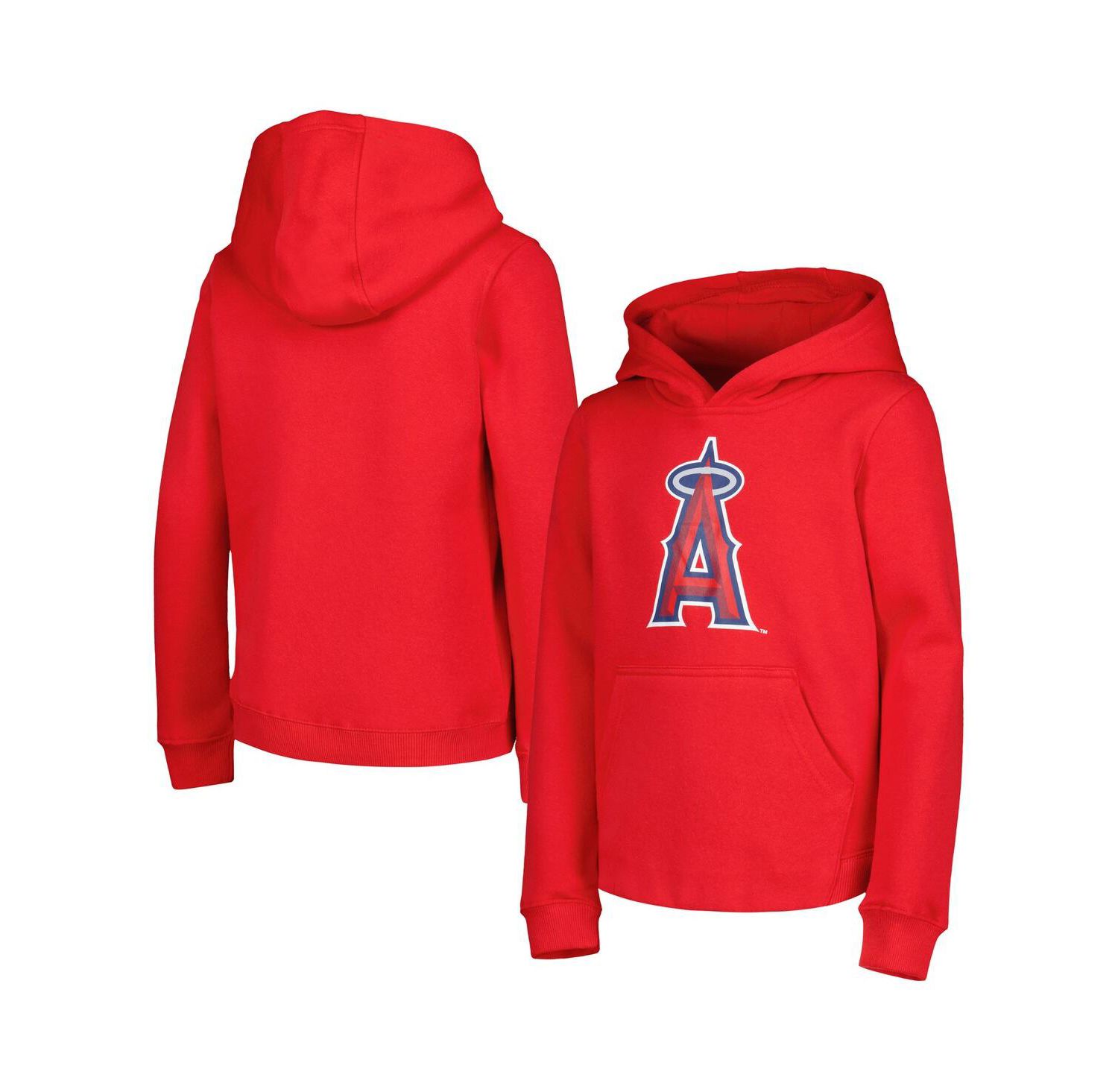 Big Boys and Girls Red Los Angeles Angels Team Primary Logo Pullover Hoodie