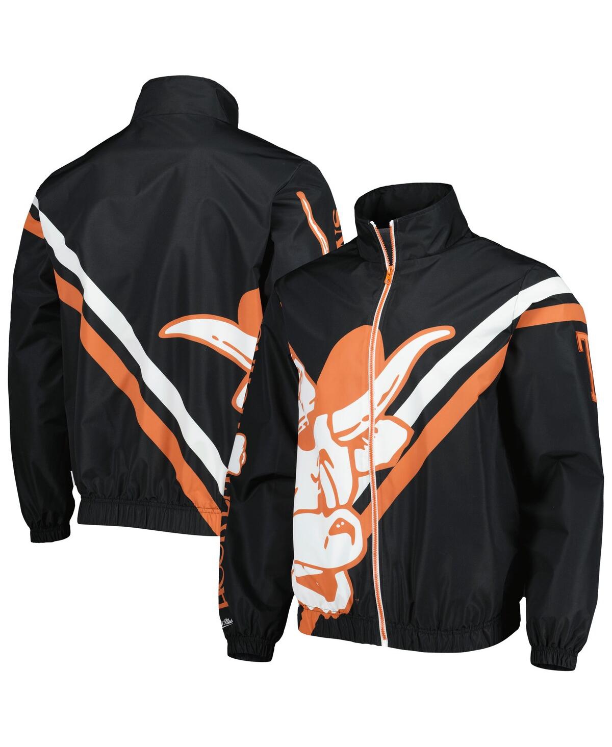 Shop Mitchell & Ness Men's  Black Texas Longhorns Exploded Logo Warm Up Full-zip Jacket