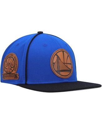 Men's Royal, Black Golden State Warriors Heritage Leather Patch Snapback Hat