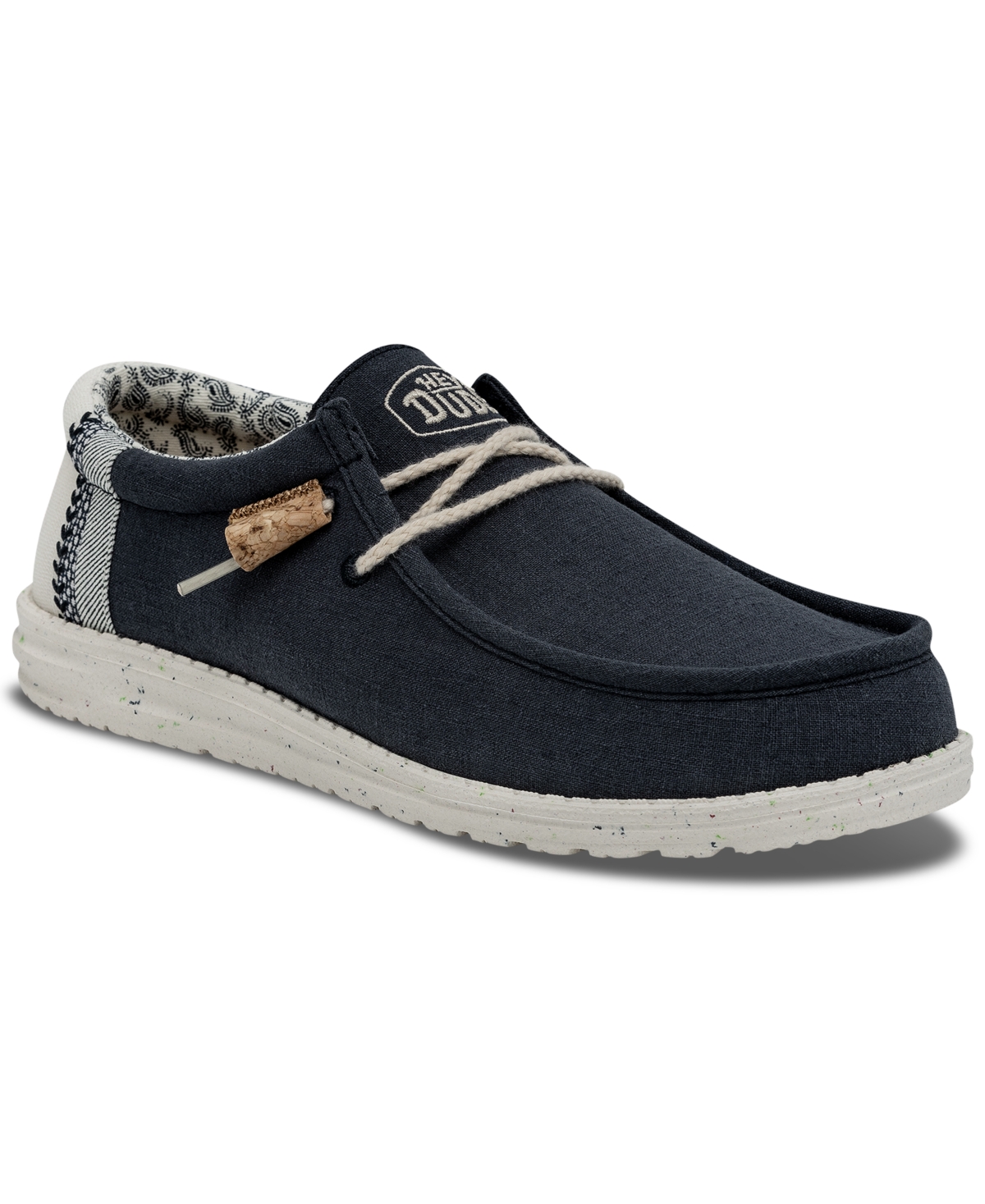 Men's Wally Linen Natural Casual Moccasin Sneakers from Finish Line - Navy