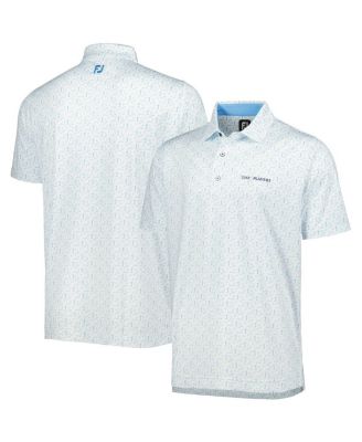 Men's White, Light Blue THE PLAYERS Allover Print ProDry Polo Shirt