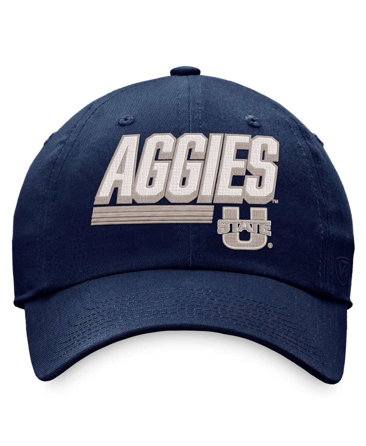 Top Of The World Navy Utah State Aggies Slice Adjustable Hat In Navy